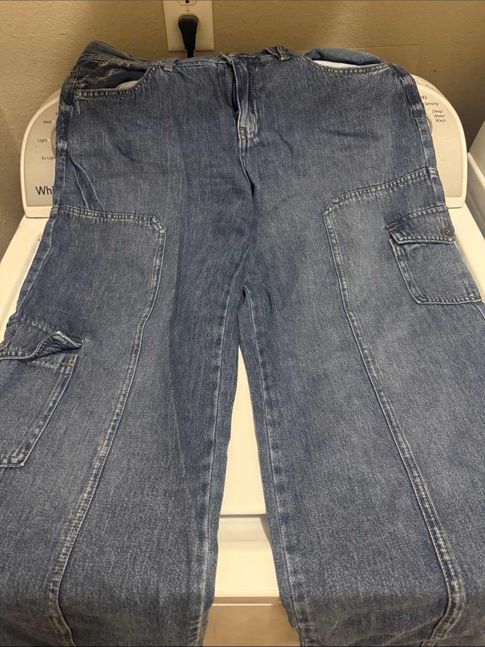 Rewash Women Blue Cargo Denim Pants